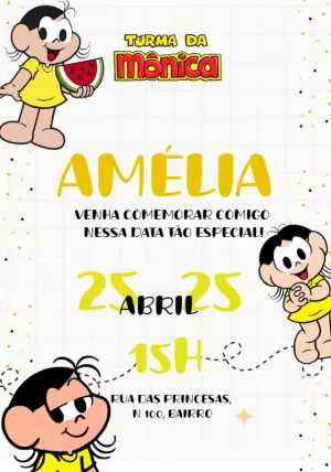 Invitation d'anniversaire Turma da Mônica – Statique – Beatriz Lopes dos Anjos