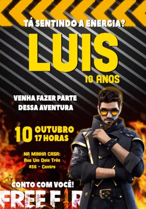 Convite de Aniversário Free Fire para Editar Online