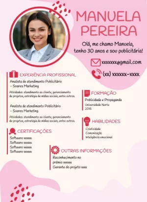 Modelo de Currículo Criativo com Foto para Editar Online