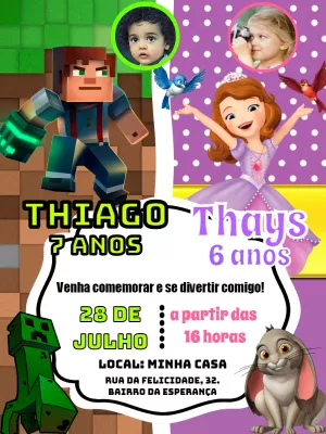 Invitación de cumpleaños Princesas – Estático – Pedro Henrique