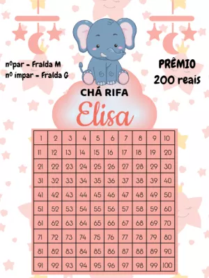 Chá Rifa Elefantinha Rosa para Editar Online e Imprimir