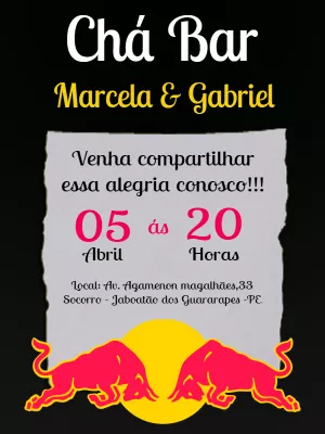 Convite Chá Bar Red Bull: Crie e Edite o seu Online