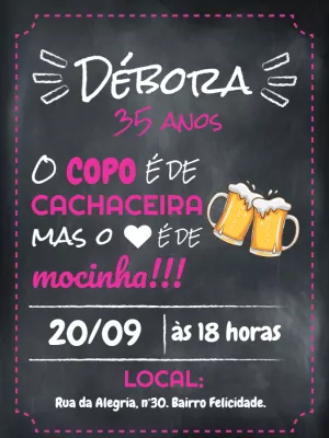 Convite de Aniversário Boteco Chalkboard para Editar Online