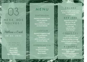 Menu de Casamento Mármore Verde para Editar Online