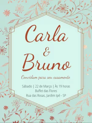 Convite de Casamento Floral Elegante para Editar Online