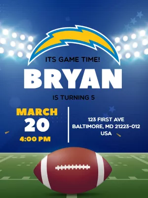 Editable American Football Birthday Party Invitation