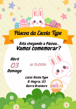 Convite de Páscoa com Coelhinho Fofo para Editar Online