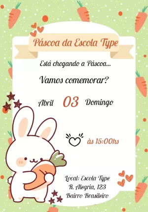 Convite de Páscoa com Coelhinho Fofo para Editar Online