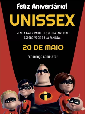 Convite de Aniversário Os Incríveis para Editar Online