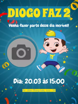 Convite Aniversário Luccas Neto com Foto para Editar Online