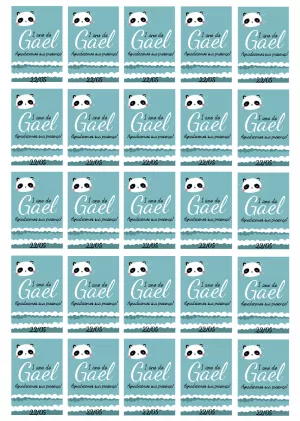 Tag de Aniversário Urso Panda Fofo para Editar Online