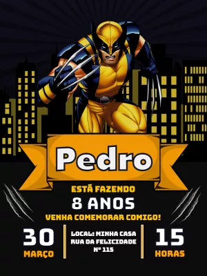 Convite de Aniversário Wolverine para Editar Online