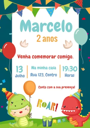 Invitación de cumpleaños Dinosaurio – Estático – Convites e Artes Digitais