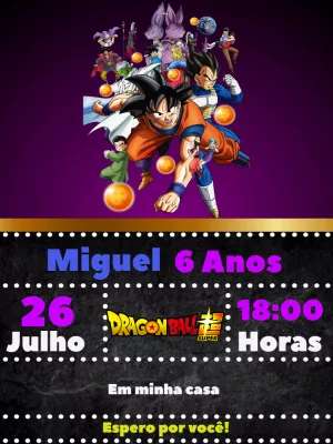 Convite de Aniversário Dragon Ball Super para Editar Online