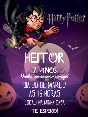 Convite de Aniversário Harry Potter para Editar Online
