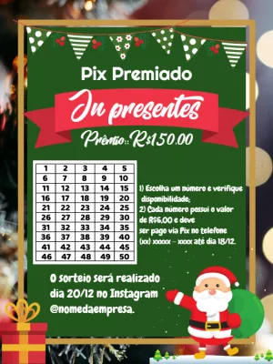 Rifa Pix Premiado de Natal com Papai Noel para Editar Online