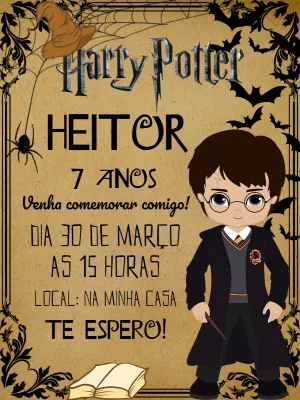 Convite de Aniversário Harry Potter para Editar Online