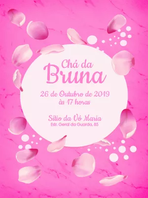 Convite Chá de Panela Mármore Rosa e Pétalas para Editar