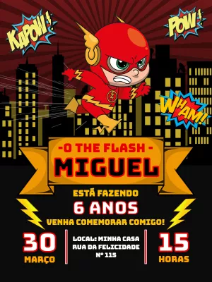 Convite de Aniversário The Flash Baby para Editar Online