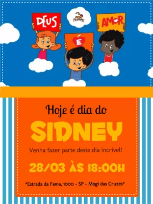 Convite de Aniversário Três Palavrinhas para Editar Online
