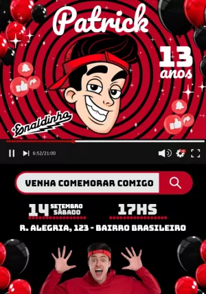 Convite de Aniversário Enaldinho para Editar Online