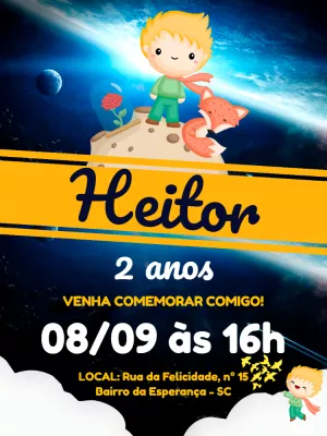 Convite Aniversário Pequeno Príncipe para Editar Online
