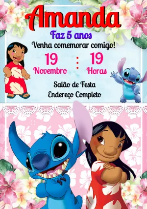 Invitación de cumpleaños Stitch – Estático – Montando a Sua Festa Oficial