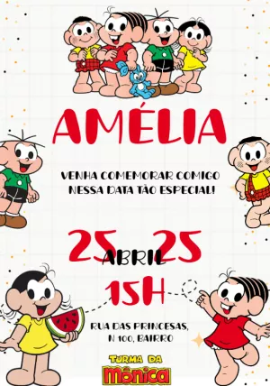 Turma da Mônica Birthday Invitation – Static – Beatriz Lopes dos Anjos