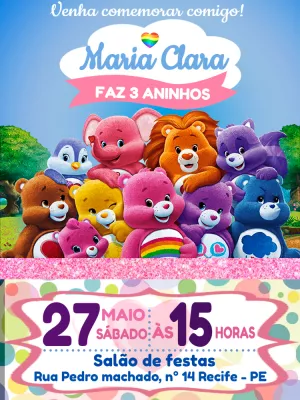 Convite de Aniversário Ursinhos Carinhosos para Editar Online
