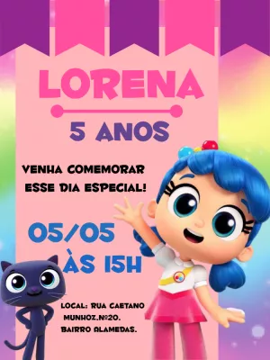 Convite Aniversário Vera e o Reino do Arco-Íris para Editar