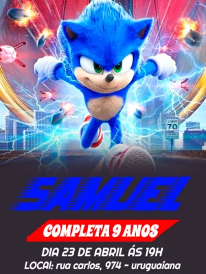 Convite de Aniversário Sonic para Editar e Enviar Online