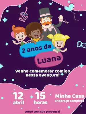 Convite Mundo Bita Aniversário Infantil Editável Online