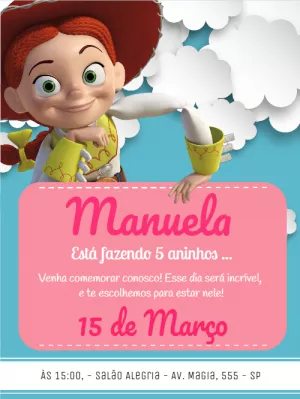 Convite Aniversário Jessie Toy Story para Editar Online
