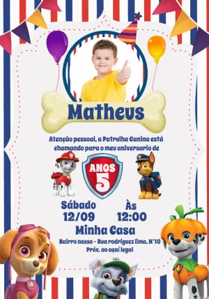 Invito di compleanno Paw Patrol – Statico – Wolf Designer