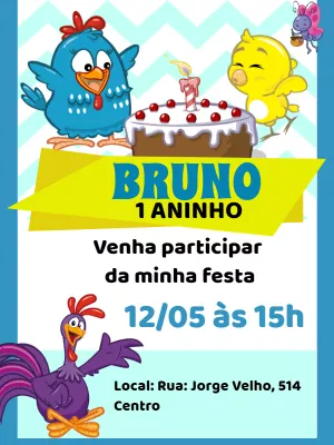 Convite Aniversário Galinha Pintadinha com Personagens para Editar