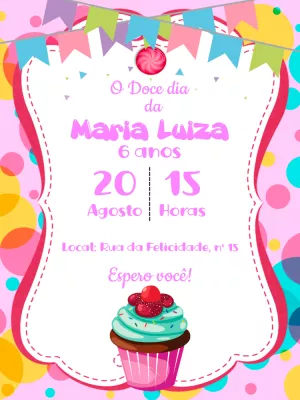 Convite Aniversário Confeitaria com Cupcake para Editar Online