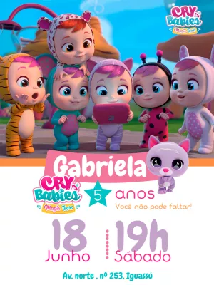 Convite de Aniversário Cry Babies Magic Tears para Editar Online