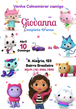 Convite Aniversário A Casa Mágica da Gabby para Editar Online