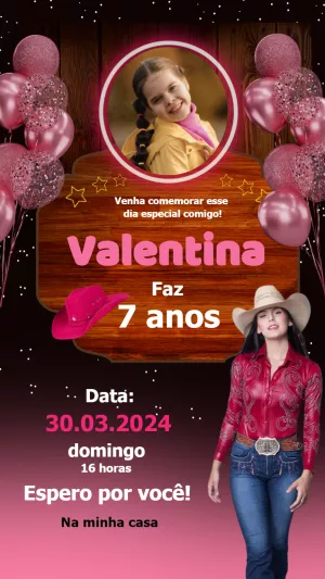 Invito di compleanno Cowgirl – Statico – Laiane