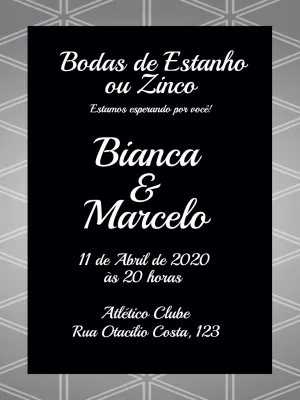 Convite Bodas de Estanho Elegante para Editar Online