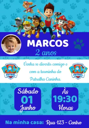 Invito di compleanno Paw Patrol – Statico – Convites e Artes Digitais