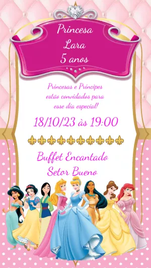 Invitación de cumpleaños Princesas – Estático – Heliene Designer