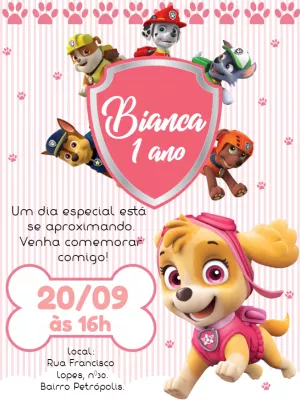 Invito di compleanno Paw Patrol – Statico – Bella Liz Convites