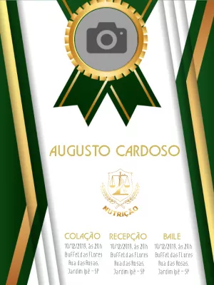 Convite de Formatura Elegante com Foto para Editar Online