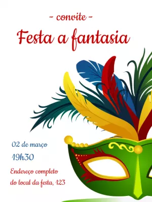 Convite de Carnaval com Máscara Colorida para Editar Online
