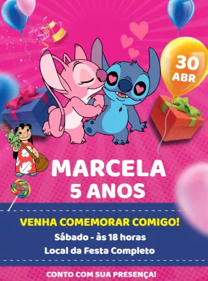 Invitación de cumpleaños Stitch – Estático – Renata Designer