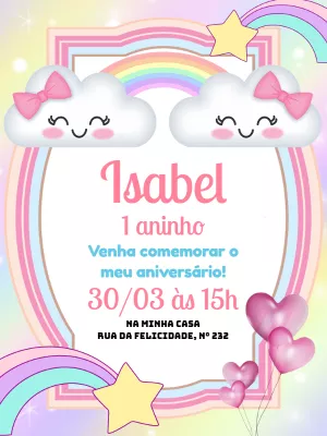 Convite Aniversário Chuva de Amor para Editar Online