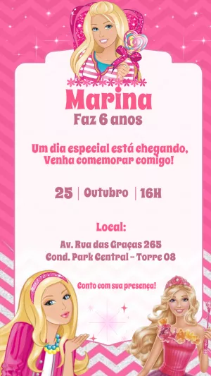 Invitación de cumpleaños Barbie – Estático – Gisele