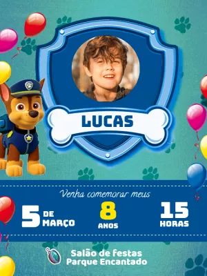 Invito di compleanno Paw Patrol – Statico – Callahan