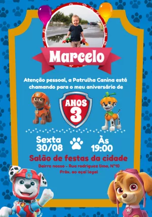 Invito di compleanno Paw Patrol – Statico – Wolf Designer